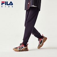 FILA 斐乐童装儿童裤子2021新款男童中大童长裤时尚运动休闲防蚊裤潮 传奇蓝-NV 130cm