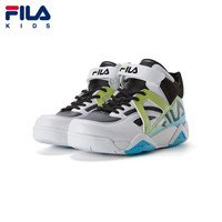 FILA 斐乐男童高帮篮球鞋夏季中大童女童网面透气儿童运动训练鞋子 黑色/斐乐白-BW-男 40码/内长25.0cm