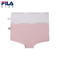 FILA 斐乐童装儿童两件装平角内裤2021四季新款女童短裤柔软舒适款 粉色/白色-99 XL