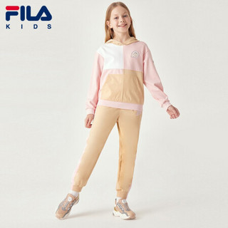 FILA KIDS斐乐童装儿童长裤2021秋季新款中大童女童洋气休闲裤子 麦麸色-BG 165