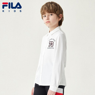 FILA 斐乐童装儿童白衬衫2021秋季新款男童纯棉上衣潮 标准白-WT 150cm