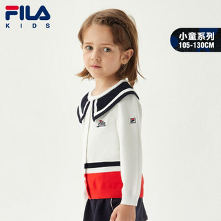 FILA 斐乐童装儿童针织衫2021秋季新款女童小童时尚洋气立领上衣潮 标准白-WT 130cm