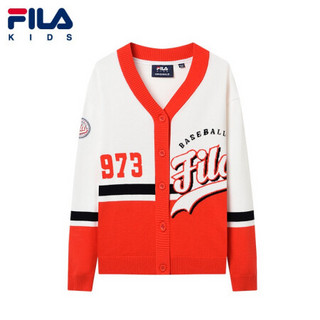 FILA 斐乐童装女童编织外套2021秋新款儿童洋气时髦休闲中大童潮 标准白-WT 165cm