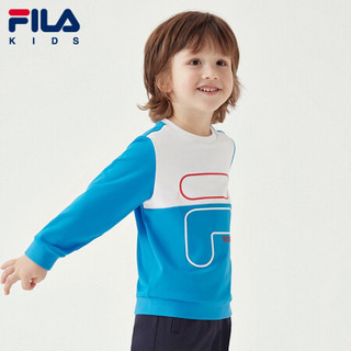 FILA 斐乐童装儿童套头衫2021秋季新款男童小童洋气上衣潮薄款卫衣 湖蓝色-LB 120cm