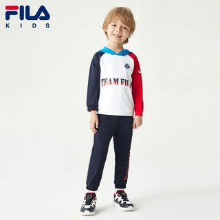 FILA 斐乐童装儿童长袖上衣2021秋装新款春秋薄款小童连帽宝宝卫衣 玉石白-WT 110cm