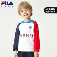 FILA 斐乐童装儿童长袖上衣2021秋装新款春秋薄款小童连帽宝宝卫衣 玉石白-WT 110cm