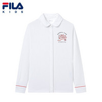 FILA 斐乐童装女童针织长袖衫2021秋装新款儿童白色上衣中大童纯棉 标准白-WT 165cm