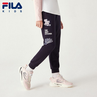 FILA 斐乐童装女童针织长裤2021秋季新款儿童洋气时尚运动休闲裤子 传奇蓝-NV 150cm