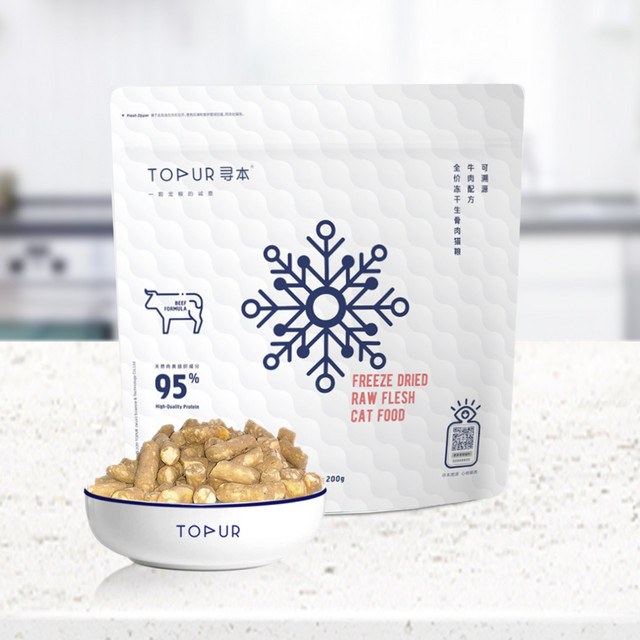 TOPUR 寻本 全价猫粮牛肉配方冻干生骨肉200g/袋