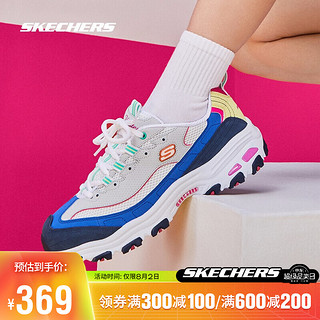 SKECHERS 斯凯奇 Skechers斯凯奇官方2021春季男女厚底撞色拼接老爹鞋熊猫鞋潮流休闲运动鞋13146 13146-LGMT 浅灰色/多彩色 女款 36.5