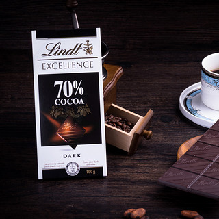 Lindt 瑞士莲 EXCELLENCE特醇 70%可可黑巧克力 100g 排块装