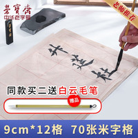 荣宝斋 宣纸 书画纸米字格 文房四宝长卷整张100米 初学毛笔练习国画仿古半生熟毛边纸软笔书法作品纸 米字格9cm