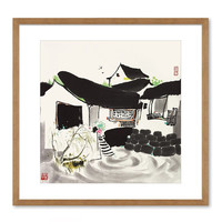 荣宝斋 吴冠中 春燕 70*61cm 金丝柚榫卯实木框