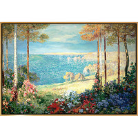 弘舍 托马斯·莫斯延 风景油画《海景花园》成品尺寸70x48cm 油画布 闪耀金
