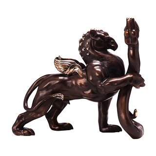 阿斯蒙迪福克斯狮鹫青铜艺术品装饰摆件限量收藏品纯铜狮子蛇 狮身鹰头像与蛇