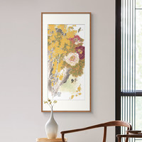 橙舍 新中式玄关装饰画走廊过道挂画国画花鸟图客厅装饰画 戴志文 富贵连年 雅致红褐 装裱160*80