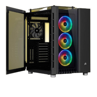 USCORSAIR 美商海盗船 680X RGB  ATX机箱 半侧透 黑色+H115i 2800mm一体式水冷散热器