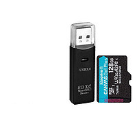 Kingston 金士顿 SDCG3 Micro-SD存储卡 128GB（UHS-I、V30、U3、A2）+SDXC读卡器