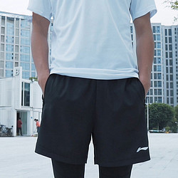 LI-NING 李宁 男裤运动裤新款短裤五分裤宽松透气休闲卫裤男 标准黑 M