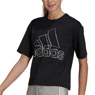 adidas 阿迪达斯 W BIG LOGO T 女子运动T恤 GV5174 黑色 XL