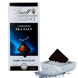 Lindt 瑞士莲 EXCELLENCE特醇 黑巧克力 海盐味 100g 排块装