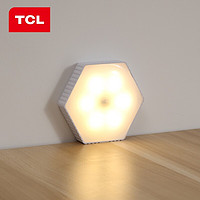 TCL 照明 卧室氛围照明节能充电感应0.6W六边形小夜灯（人体感应款-暖光3000K）