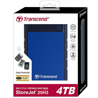 Transcend 创见 StoreJet 25H3P系列 2.5英寸USB便携移动硬盘 4TB USB3.1 Gen 1