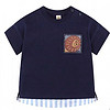 【拼接假两件T恤】21夏季婴童幼童男童女童短袖T恤上衣 120 藏青色