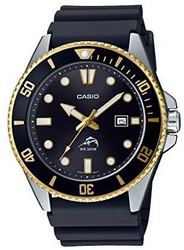 CASIO 卡西欧 Casio 卡西欧 男式 潜水灵感 不锈钢石英树脂表带 黑色 25.6 休闲手表 (型号：MDV-106G-1AVCF)