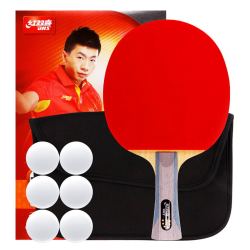 dhs红双喜r6002六星横拍乒乓球拍纯木底板双面反胶狂飙胶皮乒乓球拍