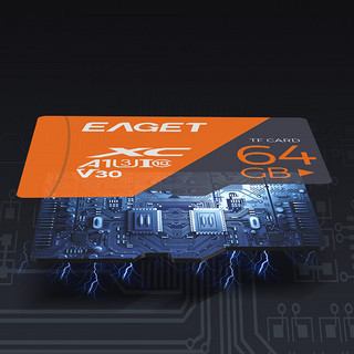 EAGET 忆捷 T1 橙灰版 Micro-SD存储卡 64GB (UHS-I、V30、U3、A1)