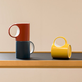 尖叫设计 O型马克杯北欧风格现代简约瓷创意简约水杯咖啡杯杯子（雾霾蓝）