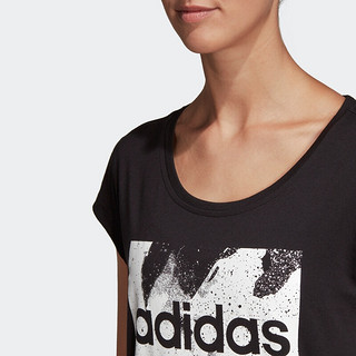 adidas 阿迪达斯 W E AOP TEE 女子运动T恤 DP2368 黑/白 S
