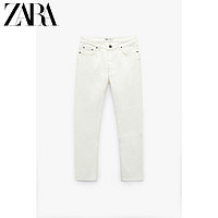 ZARA [折扣季]男装 直筒版型 毛边白色牛仔裤 00840490250