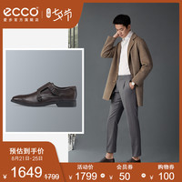 ECCO爱步英伦风商务皮鞋男2020新款正装鞋真皮蒙克鞋 墨本621844(44、黑色62184401001)