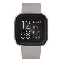 fitbit Versa 2 智能手表 黑色 硅胶表带 雾灰色( GPS、睡眠监测）