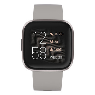 fitbit Versa 2 智能手表 黑色 硅胶表带 雾灰色( GPS、睡眠监测）