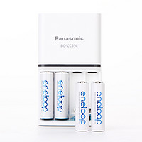 Panasonic 松下 3MCCE 5号碱性电池 1.2V 1900mAh 4粒装+BQ-CC55C充电器 充电电池套装