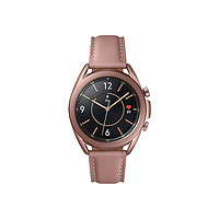 SAMSUNG 三星 Galaxy Watch3 BT蓝牙通话版 智能手表 41mm 迷雾金不锈钢表壳 棕色皮革表带（可旋转表圈、心率监测、无线充电）