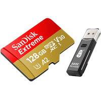 SanDisk 闪迪 至尊极速移动系列 SDSQXA1-128G-ZN6AA Micro-SD存储卡 128GB（UHS-I、V30、U3、A2）+USB 2.0 二合一读卡器
