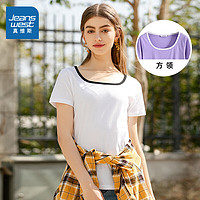 JEANSWEST 真维斯 短袖T恤女夏装女士纯棉圆领韩版纯色女装上衣