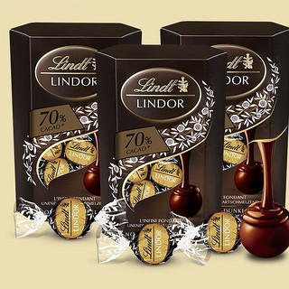 Lindt 瑞士莲 LINDOR软心 70%特浓黑巧克力 200g*3盒