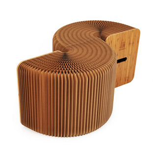 十八纸 折叠伸缩纸凳北欧时尚餐桌凳家用客厅创意家具多功能长凳子（42cm高棕色凳+赠送3个毛毡垫）