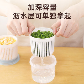 冰箱葱花收纳盒葱姜蒜沥水保鲜盒密封厨房蔬菜塑料食品整理箱神器（组合：沥水盒*2+大号收纳盒*2）
