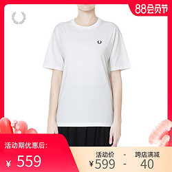 FRED PERRY 佛莱德·派瑞 女士T恤2021早秋新款休闲圆领短袖麦穗刺绣棉体恤G1142