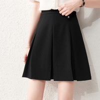 【设计感压褶】半身裙2021夏季新款短裙气质通勤简约a字半裙 S 黑色(收藏品牌，及时获取活动提示)