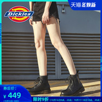 Dickies鞋秋冬季黑色高帮马丁靴女潮ins酷英伦风加绒短靴真皮靴子（44、黑色加绒（男款））