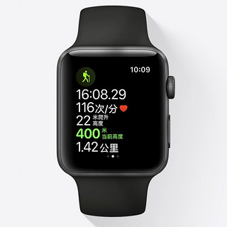 Apple 苹果 Watch Series 3 智能手表 38mm GPS+蜂窝网络款 深空灰色铝金属表壳 黑色运动型表带（心率）