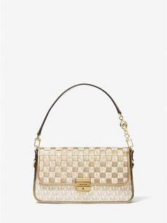 Bradshaw Small Woven Logo and Metallic Leather Shoulder Bag