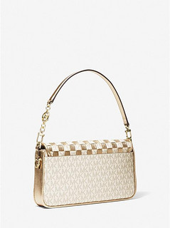 Bradshaw Small Woven Logo and Metallic Leather Shoulder Bag